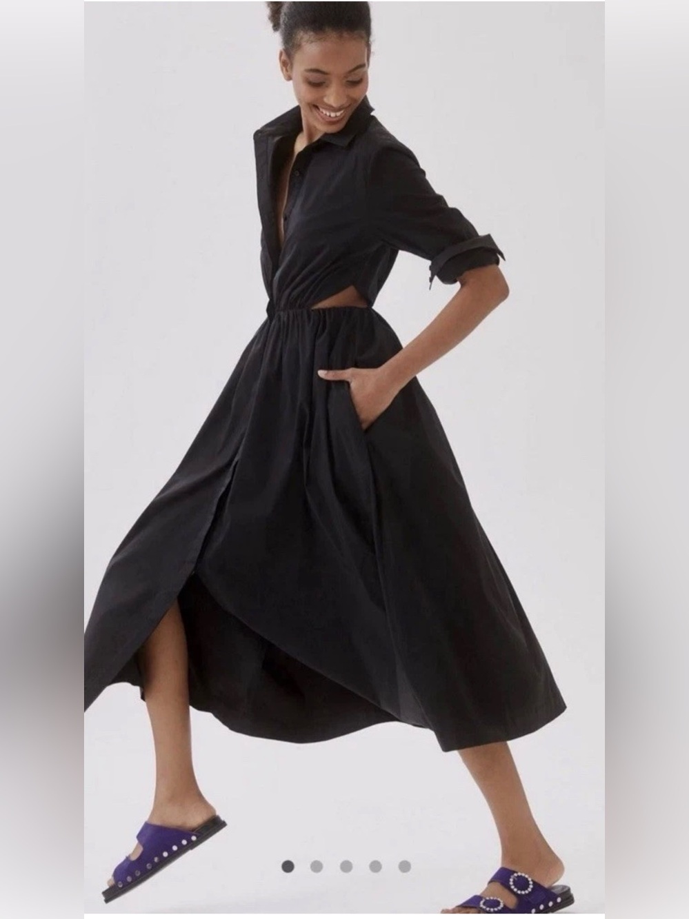 Anthropologie Sunday In Brooklyn Cut-Out Midi Shirtdress Size Small